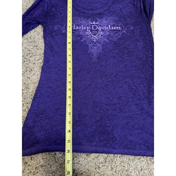 HARLEY DAVIDSON Long Sleeve Purple Shirt Sheer Lightweight Grunge Punk Emo MED - Picture 9 of 9